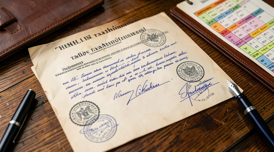 Official eviction undertaking document with notarial stamps and calendar deadline markings.