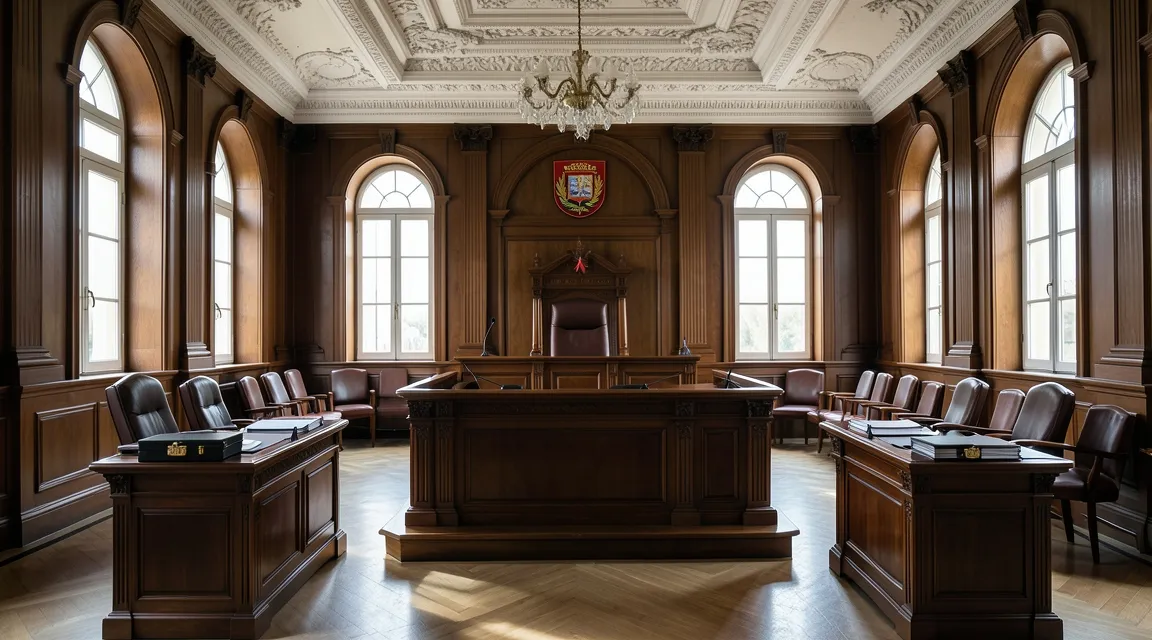 Interior view of a Civil Court of Peace courtroom handling Turkish tenancy eviction cases.